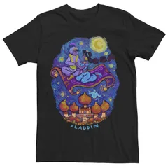 ディズニー メンズ トップス Tシャツ Mens Disneys Aladdin Starry Night Magicarpet Ride Tee Black ブラック