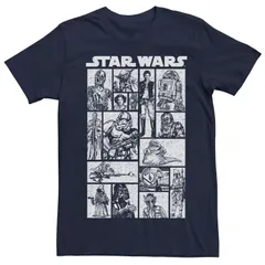 アニメキャラクター メンズ トップス Tシャツ Licensed Character Menstar Wars Character Sketch Panelshort Sleeve Tee Navy ネイビー