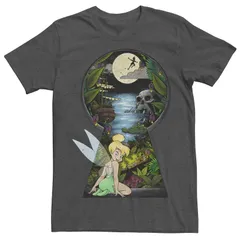 ディズニー メンズ トップス Tシャツ Disneys Peter Pan Tinkerbell Mens Keyhole Tee Charcoal Heather チャコールのサムネイル