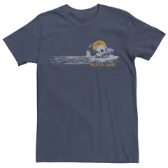 ディズニー メンズ トップス Tシャツ Disneys Peter Pan Skull Rock Never Land Sunset Mens Tee Navy Heather ヘザーのサムネイル