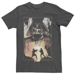 アニメキャラクター メンズ トップス Tシャツ Licensed Character Menstar Wars Anakin Obi Wan Battle Tee Charcoal Heather チャコール