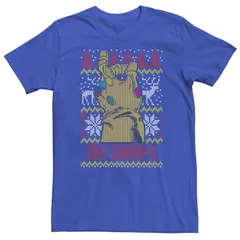 アニメキャラクター メンズ トップス Tシャツ Licensed Character Mens Marvel Oh Snap Infinity Gauntlet Ugly Christmas Design Tee Royal
