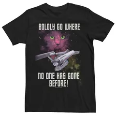 アニメキャラクター メンズ トップス Tシャツ Licensed Character Menstar Trek Original Series Boldly Go Catee Black ブラック