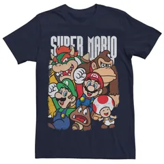 アニメキャラクター メンズ トップス Tシャツ グラフィック Licensed Character Mens Nintendo Super Mario Group Shot Classic Graphic Tee Navy ネイビー