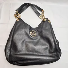 Michael Kors ショルダーバッグ 黒 レザー MKチャーム