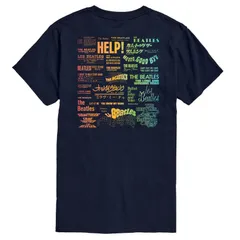 アニメキャラクター メンズ トップス Tシャツ グラフィック Licensed Character Mens The Beatlesong Titles Graphic Tee Navy ネイビー