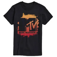 アニメキャラクター メンズ トップス Tシャツ ロゴ グラフィック Licensed Character Mens MTV Logoversizedistressed Graphic Tee Black ブラック