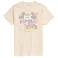ディズニー メンズ トップス Tシャツ グラフィック Mens Disneys Mickey Minnie Valentines Day Heart Distressed Graphic Tee Cream クリーム