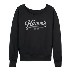 アニメキャラクター レディース トップス Tシャツ パイル ロゴ Licensed Character Womens Hamms Logo Distressed French Terry Long Sleeve Tee Black ブラック
