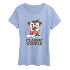 ディズニー レディース トップス Tシャツ グラフィック Womens Disneys Mickey Minnie Mouse Classicouple Graphic Tee Heather Chambray Blue ヘザー