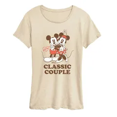 ディズニー レディース トップス Tシャツ グラフィック Womens Disneys Mickey Minnie Mouse Classicouple Graphic Tee Beige ベージュ