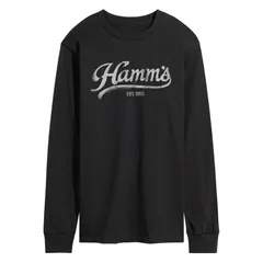 アニメキャラクター メンズ トップス Tシャツ ロゴ グラフィック Licensed Character Mens Hamms Logo Distressed Long Sleeve Graphic Tee Black ブラック