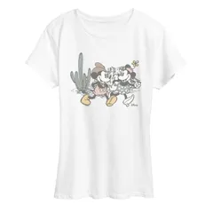 ディズニー レディース トップス Tシャツ グラフィック Womens Disneys Mickey Minnie Mouse In The Desert Graphic Tee White ホワイト
