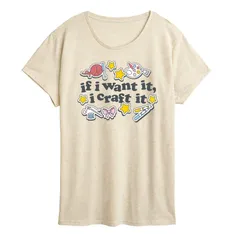 アニメキャラクター レディース トップス Tシャツ グラフィック Licensed Character Womens If I Want It I Craft It Graphic Tee Beige ベージュ