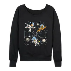 ディズニー レディース トップス Tシャツ パイル Womens Disneys Mickey Mouse Friends Celestial Space French Terry Long Sleeve Tee Black ブラック