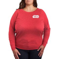 스타 워즈 레이디스 탑스 티셔츠 플러스 사이즈 파일 로고 Plusize Star Wars Logo French Terry Long Sleeve Tee Heathered 헤더