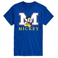ディズニー メンズ トップス Tシャツ グラフィック Mens Disneys Mickey Mouse Varsity Letter Graphic Tee Royal Blue ブルー