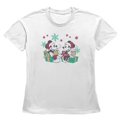 ディズニー レディース トップス Tシャツ グラフィック Womens Disney s Mickey Minnie Christmas Moment Short Sleeve Graphic Tee White ホワイト