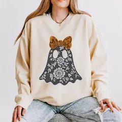 Simply Sage Market レディース トップス Tシャツ スウェット レース Simply Sage Market Lace Ghost Womens Lightweight Garment Dyed Sweatshirt Ivory アイボリー