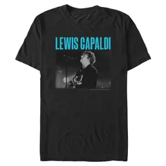 アニメキャラクター メンズ トップス Tシャツ キャップ グラフィック Licensed Character Mens Lewis Capaldi Portrait Singingraphic Tee Black ブラック