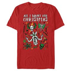 애니메이션 캐릭터 맨즈 탑스 T셔츠 그래픽 Licensed Character Menstranger Things All I Want For Christmas Graphic Tee Red 레드