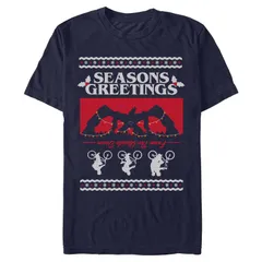 アニメキャラクター メンズ トップス Tシャツ グラフィック Licensed Character Menstranger Thingseasons Greetings Graphic Tee Navy ネイビー