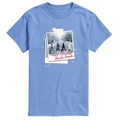 アニメキャラクター メンズ トップス Tシャツ トール グラフィック Licensed Character Big Tall The Beatles Happy Christmas Polaroids Graphic Tee Carolina Blue ブルー