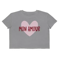 アンブランデッド レディース トップス Tシャツ クロップド グラフィック Unbranded Juniors Grayson Threads The Label Mon Amour Heart Cropped Graphic Tee Athletic Hea
