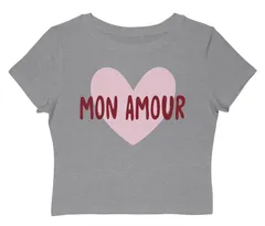アンブランデッド レディース トップス Tシャツ グラフィック Unbranded Juniors Grayson Threads The Label Mon Amour Heart Graphic Baby Tee Athletic Heather ヘザー