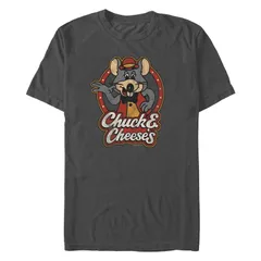 アニメキャラクター メンズ トップス Tシャツ ヴィンテージ グラフィック Licensed Character Mens Chuck E Cheeses Vintage Stamp Graphic Tee Charcoal チャコール