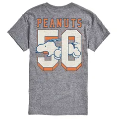 アニメキャラクター メンズ トップス Tシャツ ヴィンテージ グラフィック Licensed Character Mens Peanutsnoopy Varsity Vintagest 50 Graphic Tee Heather Gray グレー