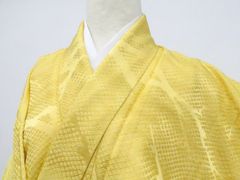 【一輝堂】色無地 地紋入り 正絹 着物 美品 身丈約163.5cm 裄丈66cm 26z03-1056