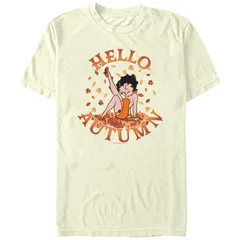 アニメキャラクター メンズ トップス Tシャツ グラフィック Licensed Character Mens Betty Boop Hello Autumn Graphic Tee Natural