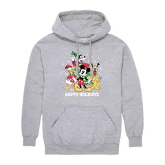 ディズニー メンズ トップス Tシャツ パーカー グラフィック Disneys Mickey Mouse Friends Mens Happy Holidays Graphic Hoodie Heather Gray グレー