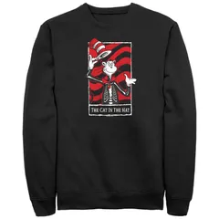 アニメキャラクター メンズ トップス Tシャツ フリース グラフィック Licensed Character Mens Dr Seuss The Cat In The Hat Card Graphic Fleece Black ブラック