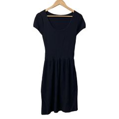 ANAYI(アナイ) ワンピース サイズ38 M レディース美品  - ダークネイビー ラウンドネック/半袖/ひざ丈