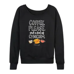 アニメキャラクター レディース トップス Tシャツ パイル Licensed Character Womens Gilmore Girls Coffee Cynicism French Terry Long Sleeve Tee Black ブラック