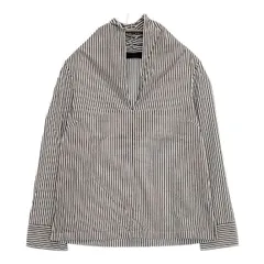 GALERIE VIE ストライプ プルオーバー コットン ブラウス シャツ ホワイト グレー レディース ギャルリーヴィー【中古】5-1215M∞