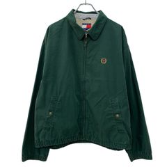 90s TOMMY HILFIGER スウィングトップ L グリーン トミーヒルフィガー ジップアップ 90年代 ワンポイント アウター 春秋物 a803-5604