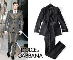 希少★DOLCE&GABBANA ドルチェアンドガッバーナ シグネチャー3つ釦ストライプスーツ 52 3L ブラック黒【本物保証】コレクションライン 新品