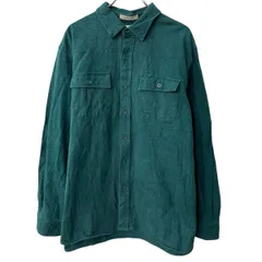 ～00s L.L.Bean 長袖 無地シャツ XL グリーン エルエルビーン ボタン 00年代 シャモアクロス フランネル 春秋物 a803-5610のサムネイル