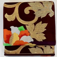 ［7285］袋帯 花唐草文様 金糸 六通 正絹 着物 フォーマル