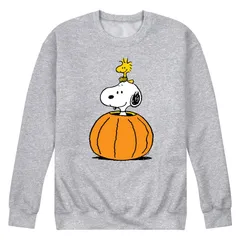 アニメキャラクター メンズ トップス Tシャツ スウェット フリース Licensed Character Mens Peanutsnoopy Woodstock Pumpkin Fleece Sweatshirt Gray Heather グレー