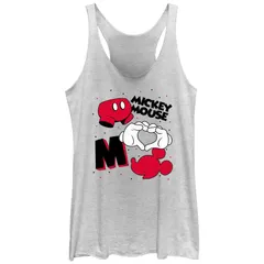 ディズニー レディース トップス Tシャツ Disneys Mickey Mouse Icons Jumble Juniors Racerback Tank Top White Heather ホワイト