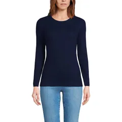 ランズエンド レディース トップス Tシャツ Womens Lands End Micro Rib Tee Deep Sea Navy ネイビー