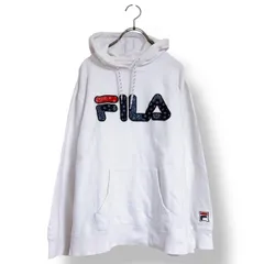 FILA フィラ パーカー フーディー スウェットパーカー ロゴパーカー 刺繍ロゴ ビッグロゴ プルオーバーパーカー 長袖パーカー カジュアル ストリート ストリートファッション メンズ レディース ユニセックス ホワイトパーカー 白パーカー Lサイズ 秋服