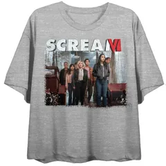 アニメキャラクター レディース トップス Tシャツ グラフィック Licensed Character Juniors Scream 6 Photo Art Graphic Tee Gray グレー