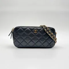 超人気✨CHANEL シャネル チェーンウォレット ショルダーバッグ マトラッセ ラムスキン ココマーク ゴールド金具 チェーンショルダー レザー ブラック シールあり