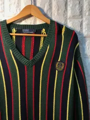 POLO Ralph Lauren 90's ストライプ　コットンニットセーター