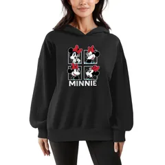 ディズニー レディース トップス Tシャツ スウェット フリース パーカー Womens Disneys Minnie Mouse Oversized Fleece Hoodie Sweatshirt Black ブラック
